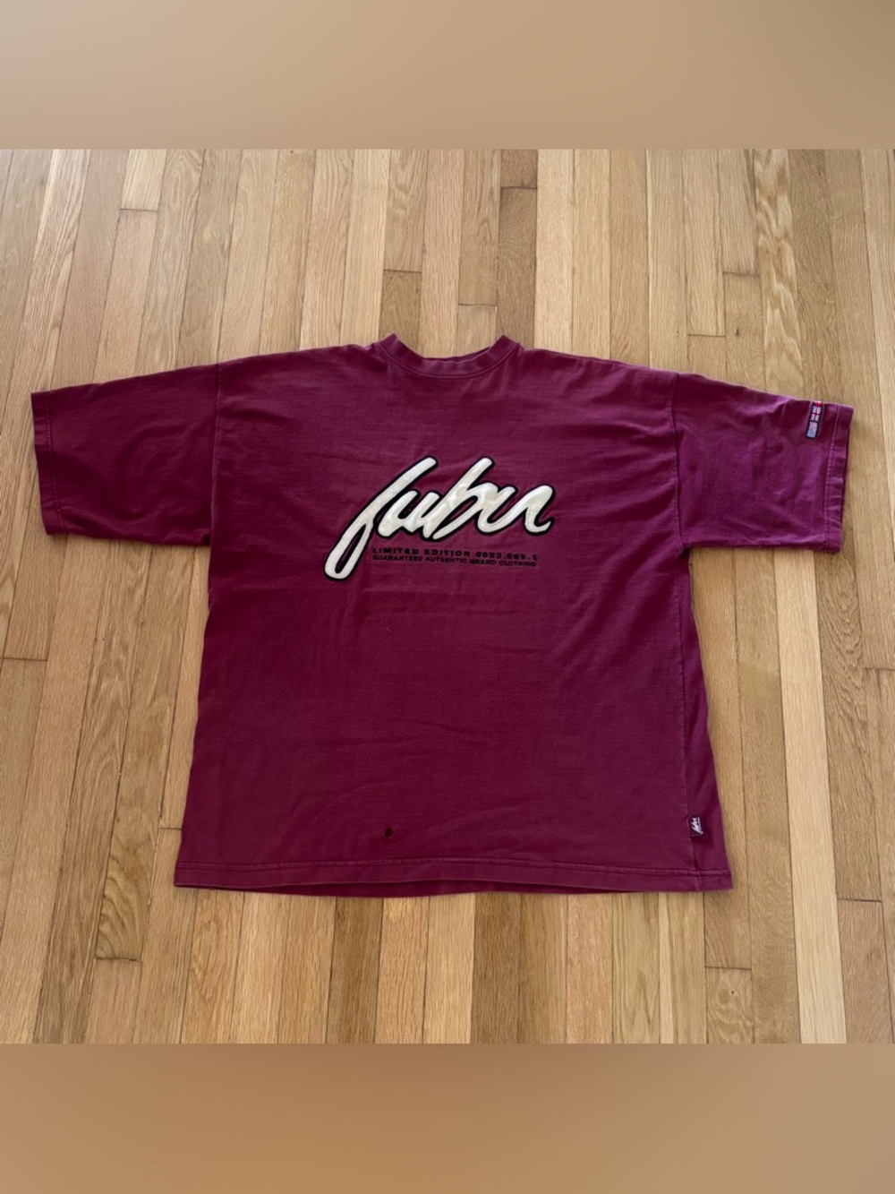 Vintage FUBU T Shirt Embroidered Script 90s Red Maroon 3XL Baggy Hip Hop Y2K